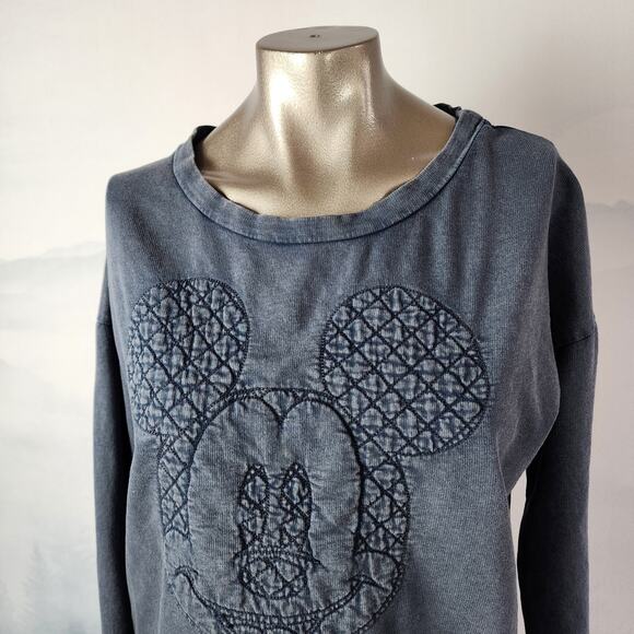 H&M Disney Mickey Mouse Quilted Blue Sweatshirt | Women's Small - Picture 2 of 12